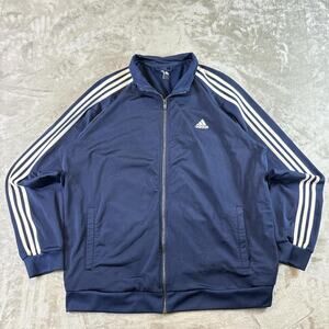 Y2K Blue & White Full Zip Track Adidas Casual Jacket Sz Mens XL
